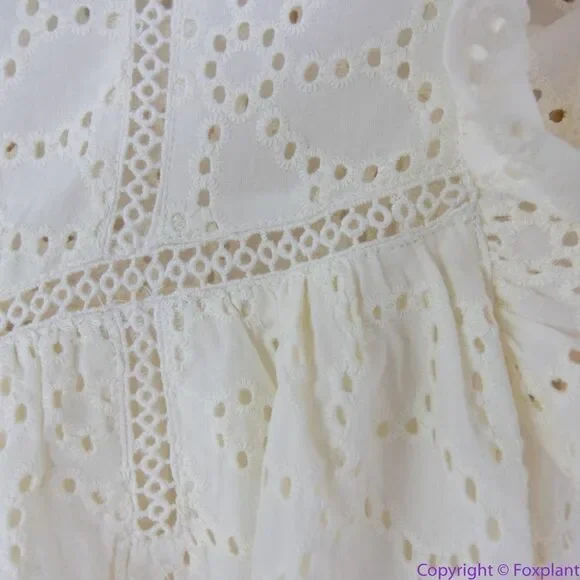NEW‎ Madewell Off White Eyelet Ruffle-Sleeve Mini Dress, L - Picture 8 of 16